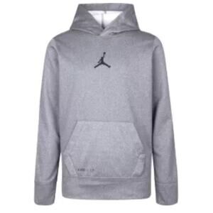 Jordan Boys‎ Embroidered Logo Therma Pullover Hoodie Carbon Heather Gray Medium